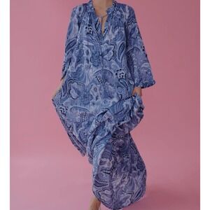 Guadalupe‎ design NWT SZ XS The Meredith blue and white paisley maxi dress